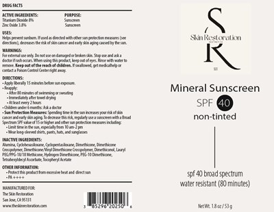 Package Label (The Skin Restoration Mineral Sunscreen Spf 40 Non Tinted)